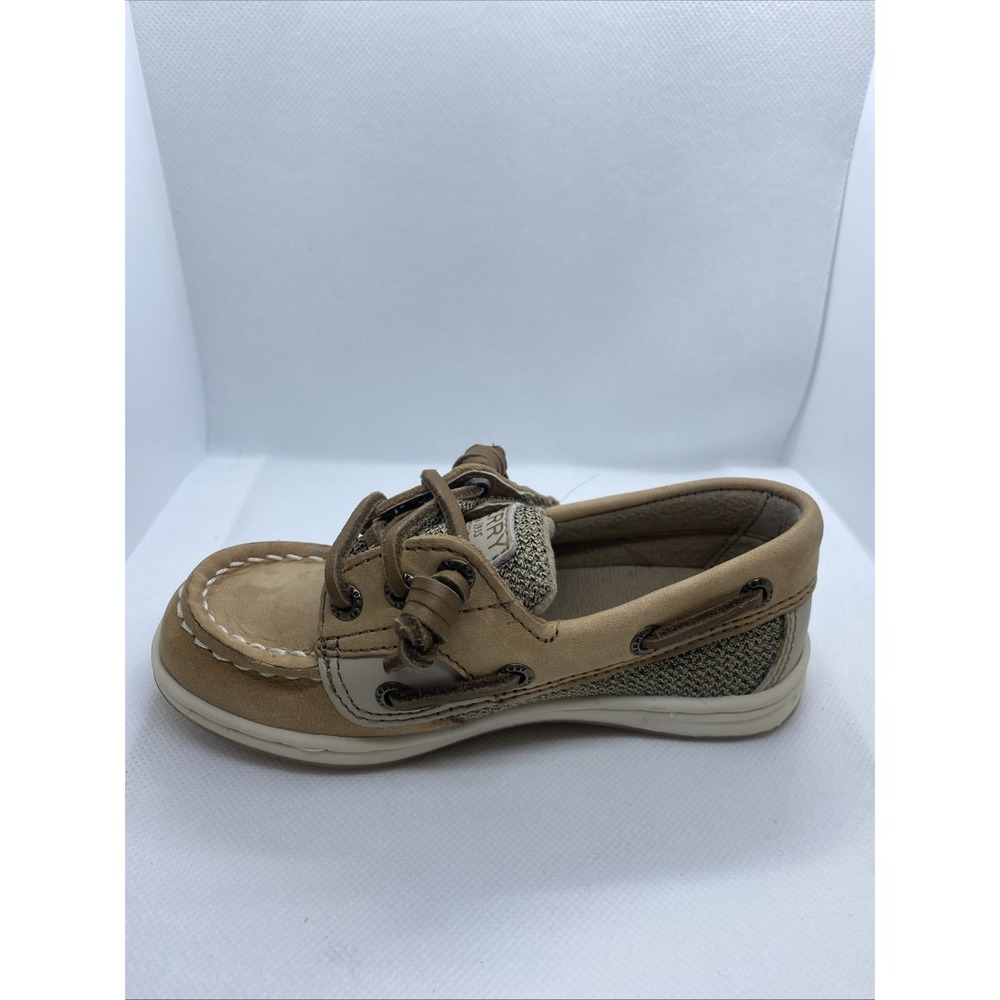 Sperry Top Sider Boat Shoes Girls Toddler Hook And Loop 8M Slip On Tan - Picture 5 of 11